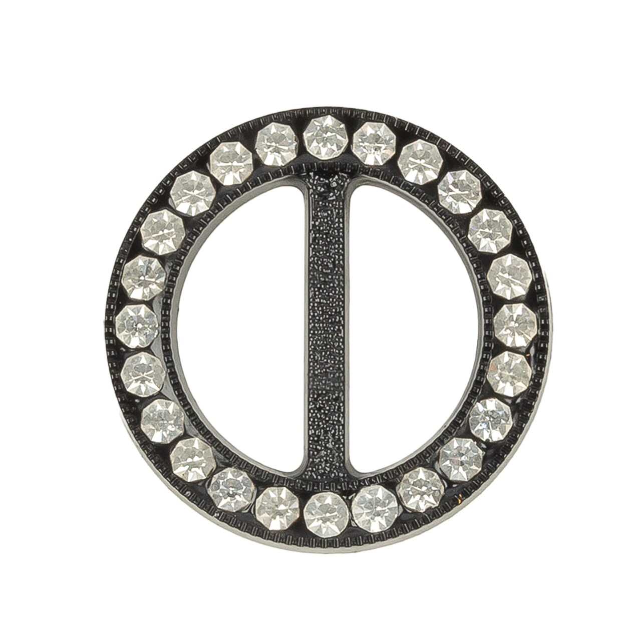 Vintage Crystal Rhinestones and Black Circular Plastic Slider - 1.5"